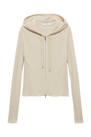 Cardigan à capuche zippé - Écru