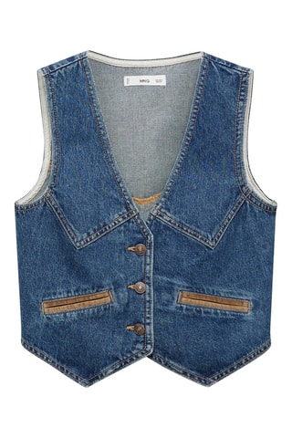 Gilet en jean détails contrastés - Bleu marine