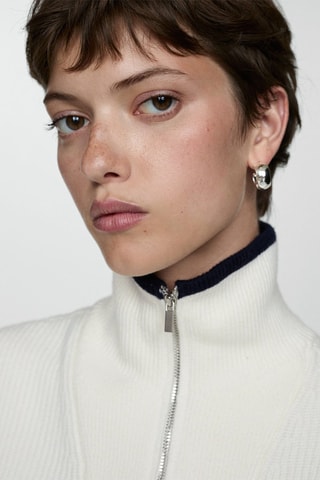 Gilet maille fermeture Éclair - Écru