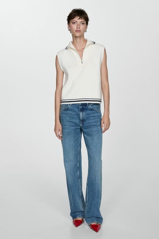 Gilet maille fermeture Éclair - Écru