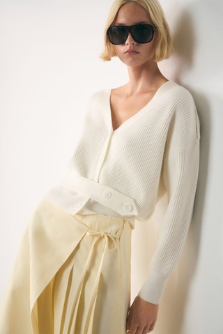 Cardigan lanière boutons - Blanc