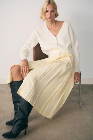 Cardigan lanière boutons - Blanc