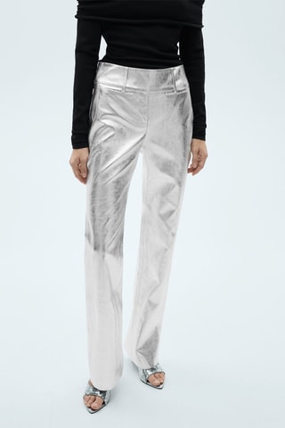 Pantalon droit métallisé - Argenté