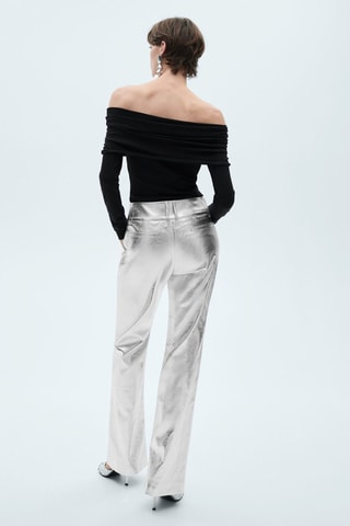 Pantalon droit métallisé - Argenté