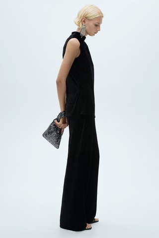 Pantalon droit en velours - Noir