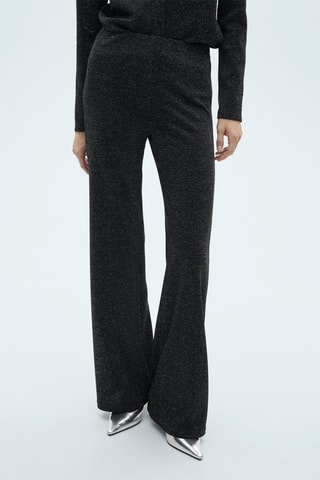 Pantalon évasé maille Lurex - Gris