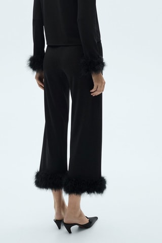 Pantalon crop détail plumes - Noir
