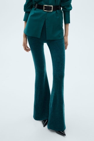 Pantalon évasé maille - Bleu pétrole