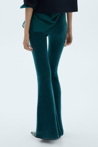 Pantalon évasé maille - Bleu pétrole