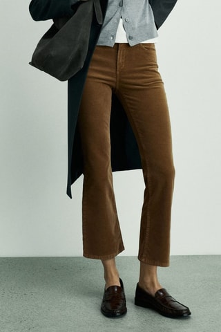 Pantalon Sienna flare crop velours côtelé - Marron