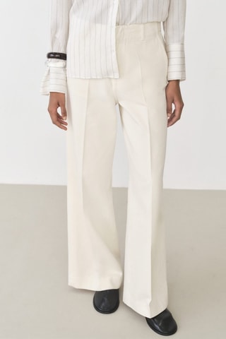 Pantalon wide leg coton - Ecru