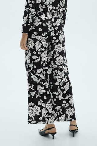 Pantalon droit imprimé fleuri - Noir