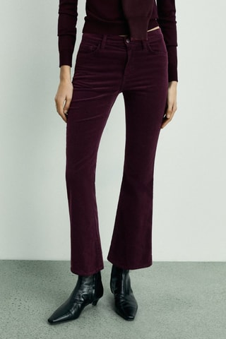 Pantalon Sienna flare crop velours côtelé - Lie-de-vin