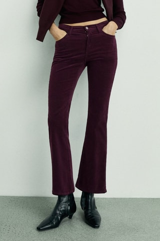 Pantalon Sienna flare crop velours côtelé - Lie-de-vin