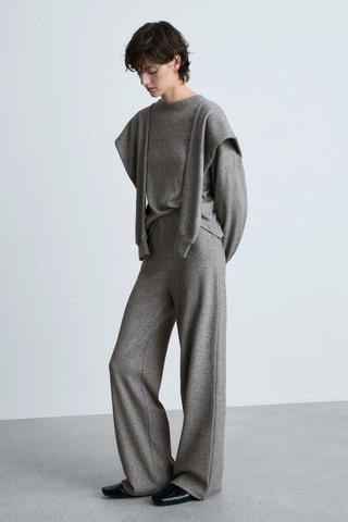 Pantalon droit maille - Gris