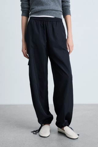 Pantalon cargo bas de jambe réglable - Bleu marine