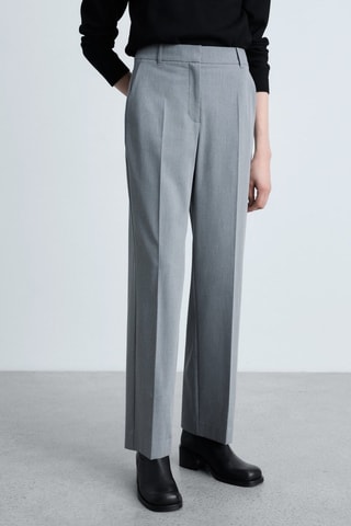 Pantalon droit taille normale - Gris
