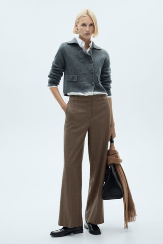 Pantalon wideleg taille normale - Marron