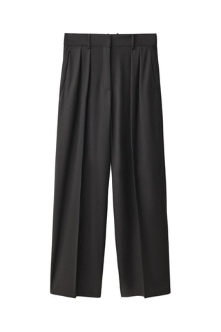 Pantalon costume wideleg laine mélangée - Noir