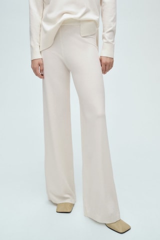 Pantalon wideleg maille fine - Ecru