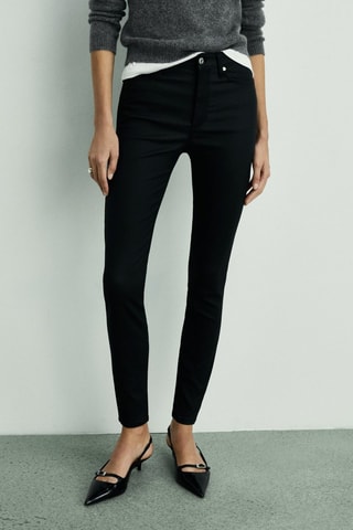 Jean skinny taille normale enduit - Noir