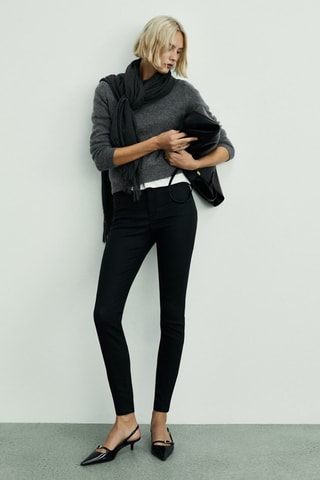 Jean skinny taille normale enduit - Noir