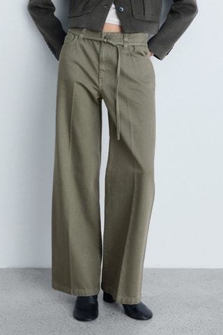 Jean wideleg détail ceinture - Kaki