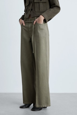 Jean wideleg détail ceinture - Kaki