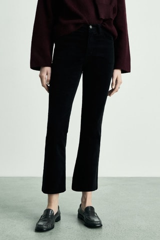 Jean Sienna flare crop velours côtelé - Noir