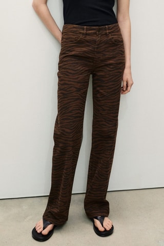 Jean droit imprimé zèbre - Chocolat