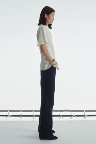 Jean droit taille haute rinse wash - Bleu