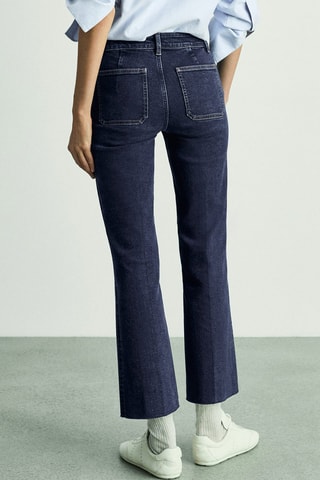 Jean flare crop poches - Bleu marine