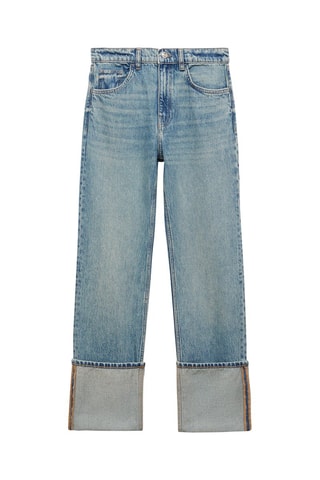 Jean droit bas à revers - Bleu