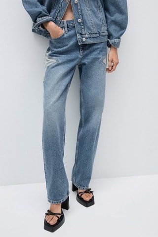 Jean droit étoiles - Bleu