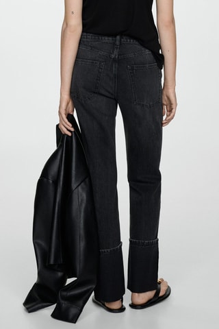 Jean droit à revers - Noir
