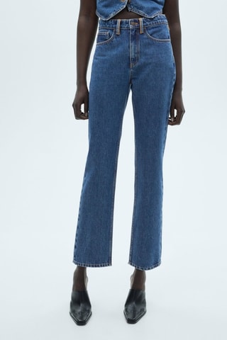 Jean droit détails contrastés - Bleu marine