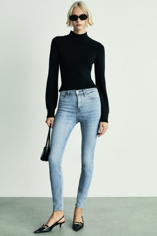Jean skinny taille haute - Bleu
