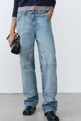 Jean Wideleg coutures décoratives - Bleu