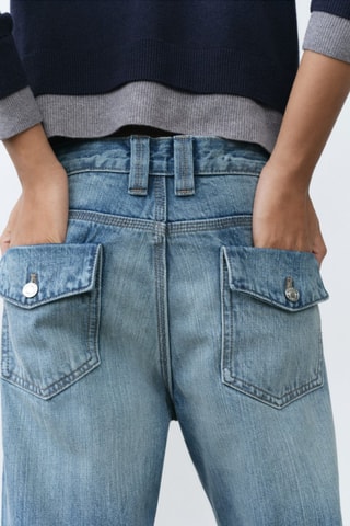 Jean Wideleg coutures décoratives - Bleu