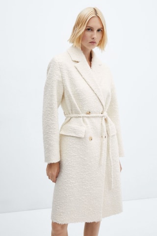 Manteau revers ceinture - Écru