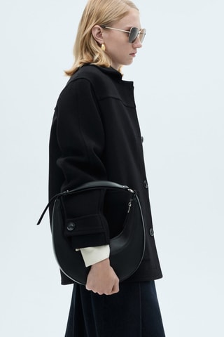 Manteau midi laine boutons - Noir