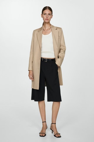Manteau droit 100 % coton - Beige