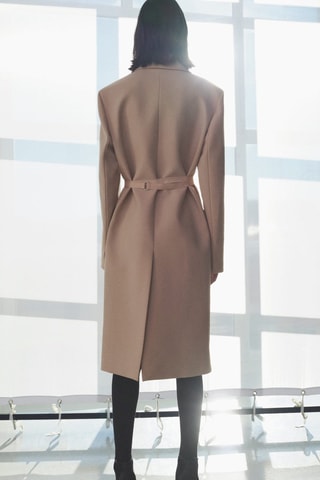 Manteau laine ceinture - Nude