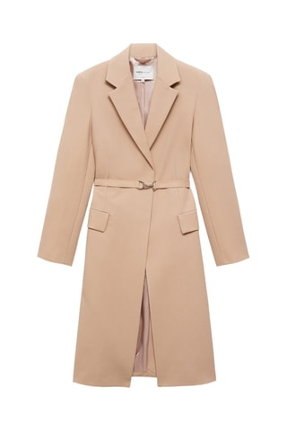 Manteau laine ceinture - Nude