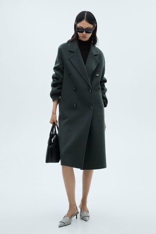 Manteau laine fait main oversize - Bleu pétrole