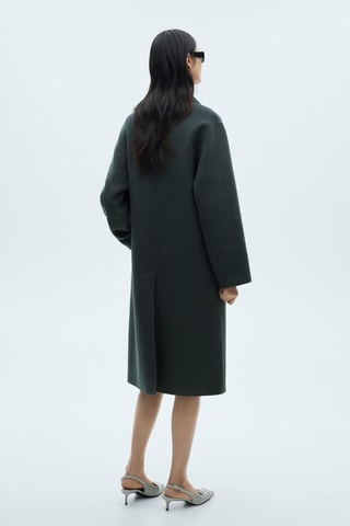Manteau laine fait main oversize - Bleu pétrole