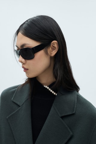 Manteau laine fait main oversize - Bleu pétrole