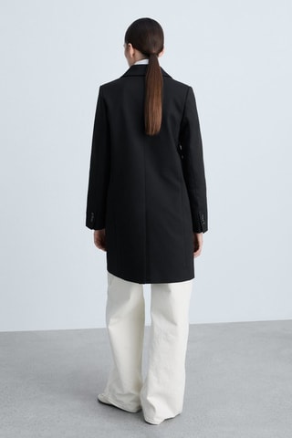 Manteau midi en coton boutons - Noir