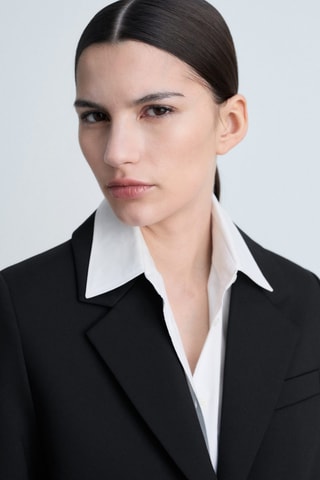 Manteau midi en coton boutons - Noir