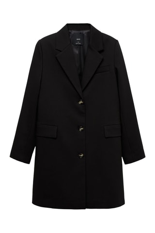 Manteau midi en coton boutons - Noir